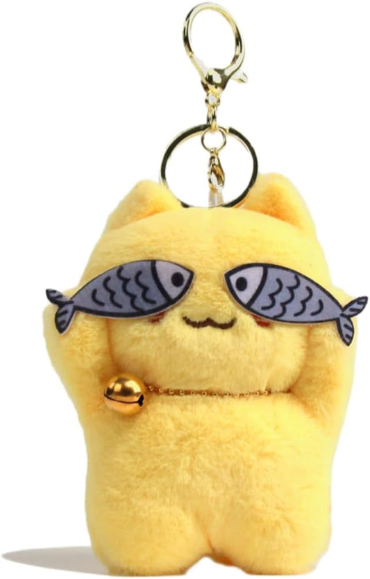 Super Funny Cute Happy Taiyaki Kitty Keychain Catching Fish Cat Lucky Happy Cat Good Luck Bag Charm Pendant