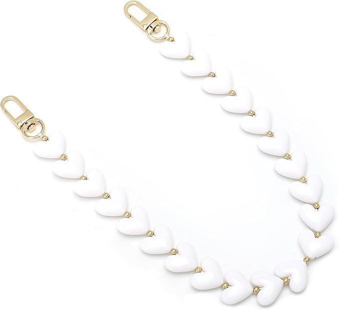 AUMEY Acrylic Heart Bag Chain Purse Charm Versatile handbag Chain Strap Wallet Handle Replacement Handbag Accessory