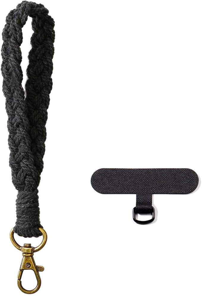 Boho Macrame Phone Wrist Strap, Cell Phone Lanyard with Tether Tab, Keychain Wristlet Charm, Anti-Loss Phone Chain