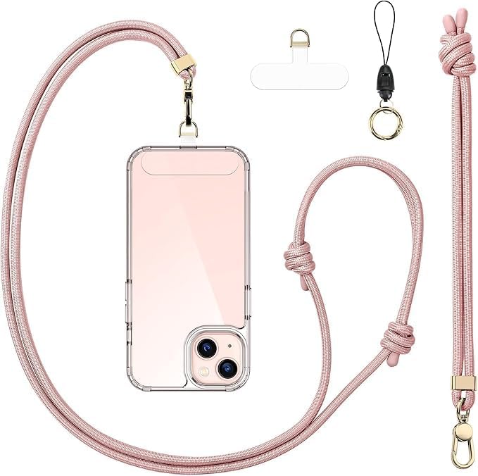 Anti-Theft Phone Lanyard Crossbody & Wrist Strap | 2 Phone Tabs, Secure Lock Design | Universal for All Phones | Adjustable Strap with Premium Metal Buckles | Skin-Friendly Nylon