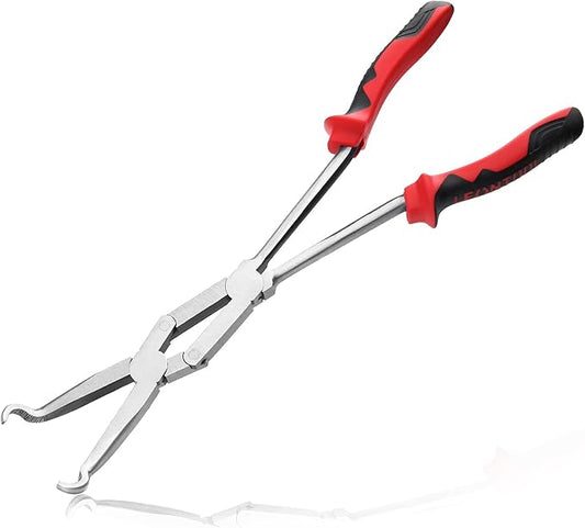 13 Inch Long Reach XL Pivot Ring Nose Pliers with Serrated Jaw for Hard to Reach Spaces