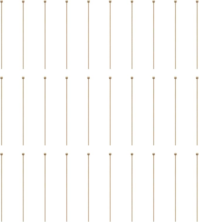 HARFINGTON 100pcs Ball Head Pins 1.97" 50mm Round Head Pins for Earring Pendant Necklace Bracelet Charm Jewelry Making Findings DIY Craft, Champagne Gold