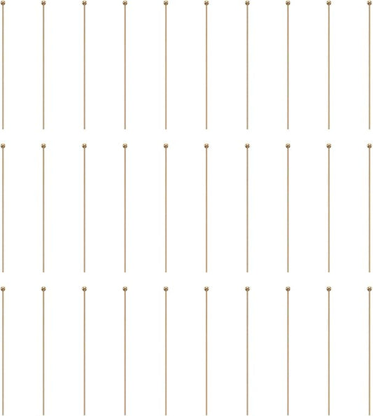 HARFINGTON 100pcs Ball Head Pins 1.97" 50mm Round Head Pins for Earring Pendant Necklace Bracelet Charm Jewelry Making Findings DIY Craft, Champagne Gold