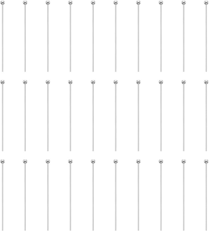 HARFINGTON 100pcs Ball Head Pins 1.18" 30mm Round Head Pins for Earring Pendant Necklace Bracelet Charm Jewelry Making Findings DIY Craft, Silver Tone