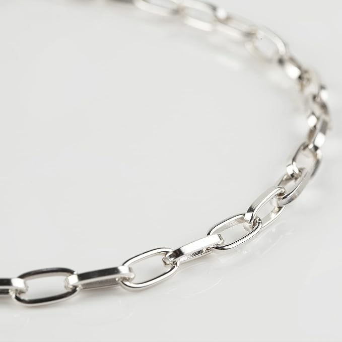 32.8 Feet Aluminum Flat Oval Silver Chains for Jewelry Making Unwelded Paperclip Link Cable Chain Spool Necklace Chains Bulk with Lobster Clasps and Jump Rings