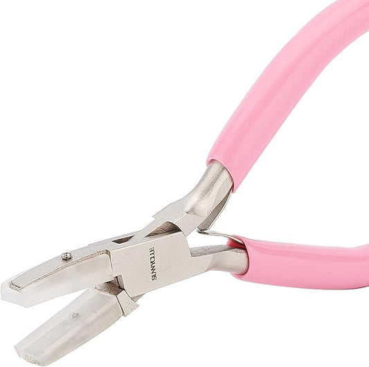 SUNNYCLUE 5.4 Inch Double Nylon Jaw Flat Nose Pliers Mini Precision Pliers Wire Forming Bending Tools for DIY Jewelry Making Hobby Projects Pink