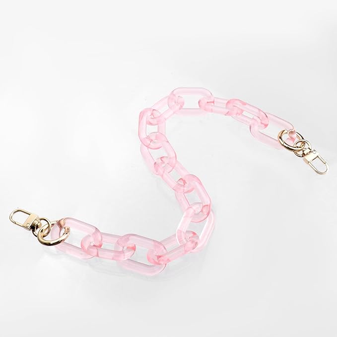 Purse Strap Bag Chain 17 Inch Resin Shoulder Strap Handbag Decoration Chain Bag Charms Accessories, Clear Pink