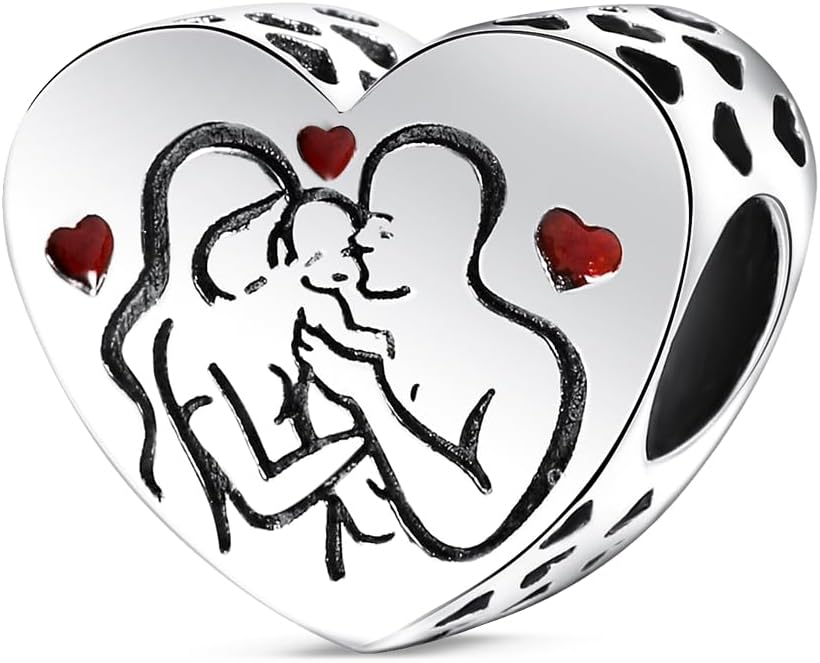 HONGRUI 925 Sterling Silver Charm for Bracelets Necklace Fashion Heart Bow Flower Family Butterfly Pendant Bead Charm for Women Festival jewelry gifts
