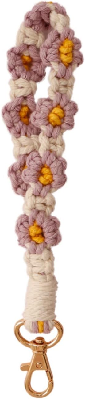 Macrame Keychain Handmade Wristlet Keychain Wrist Lanyard for Keys Cute flower keychain Key Chain for Women