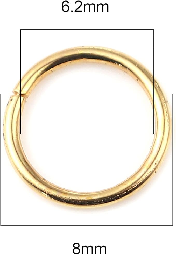 HDSupplies 200 Pieces - 8mm Jump Rings Gold Tone Plated - 18 Gauge (1mm Thickness)