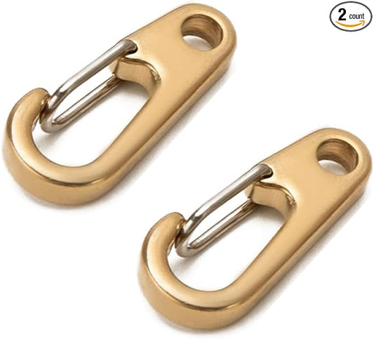 dophee 2Pcs Brass Keychain Carabiner Clip, Spring Snap Hook Clasp Keyring Pendant for Backpack Fishing Camping Hiking Dog Chain