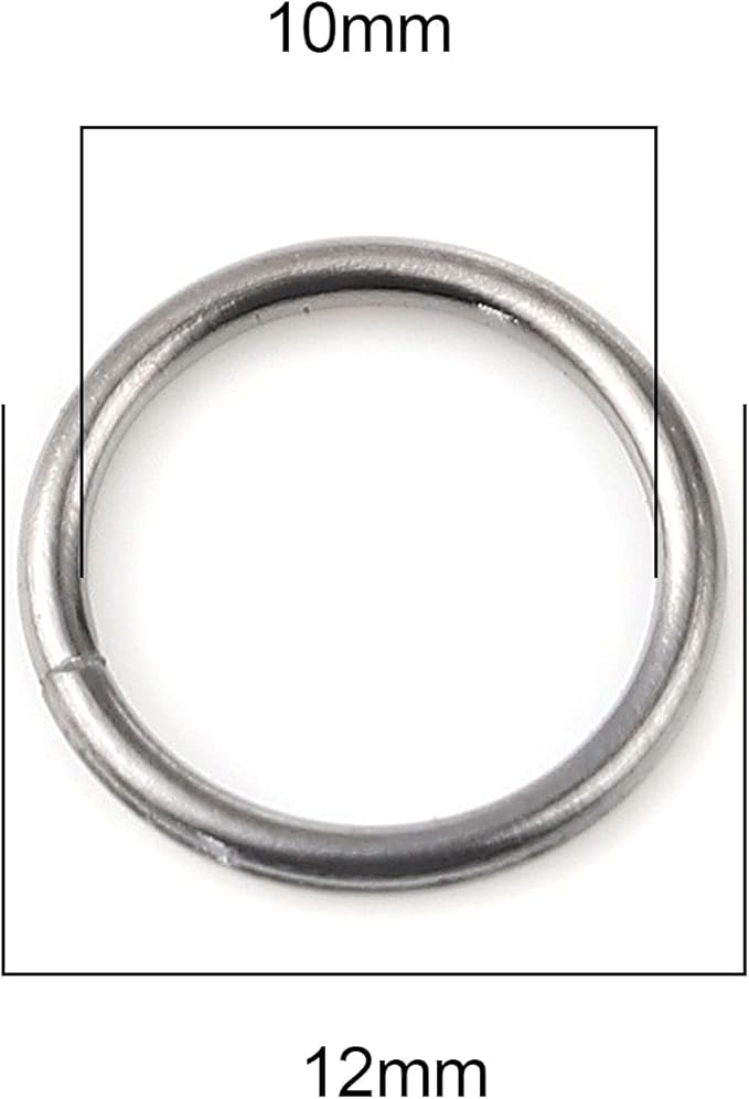 HDSupplies 200 Pieces - 12mm Jump Rings Gunmetal Black - 16 Gauge (1.2mm Thickness)