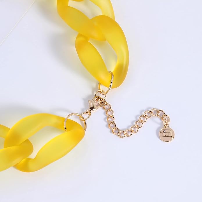 Firstmeet Chunky Acrylic Necklace Smooth Chain Link Cool Statement Choker Cuban Style Jewelry Gift for Women