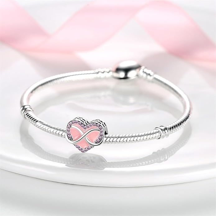 HONGRUI 925 Sterling Silver Charm for Bracelets Necklace Fashion Heart Bow Flower Family Butterfly Pendant Bead Charm for Women Festival jewelry gifts