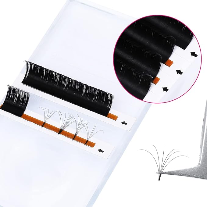 Volume Lash Extensions FADLASH Easy Fan Volume Lashes 0.05 0.07mm Mixed Tray Self Fanning Eyelash Extensions C/D/DD Curl Easy Fan Lashes 8-20mm (0.05-C, Mix 8~14mm)