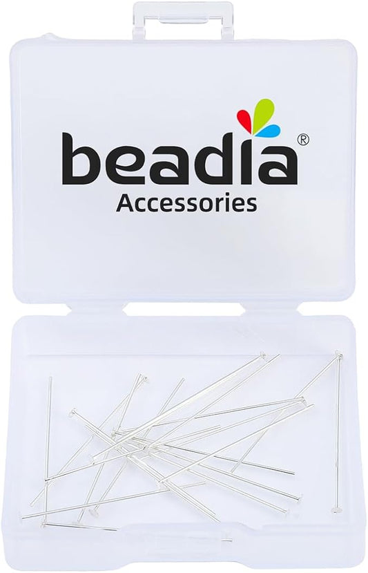 925 Sterling Silver Flat Head Pins 0.5x30mm 20pcs for Jewelry Making Findings