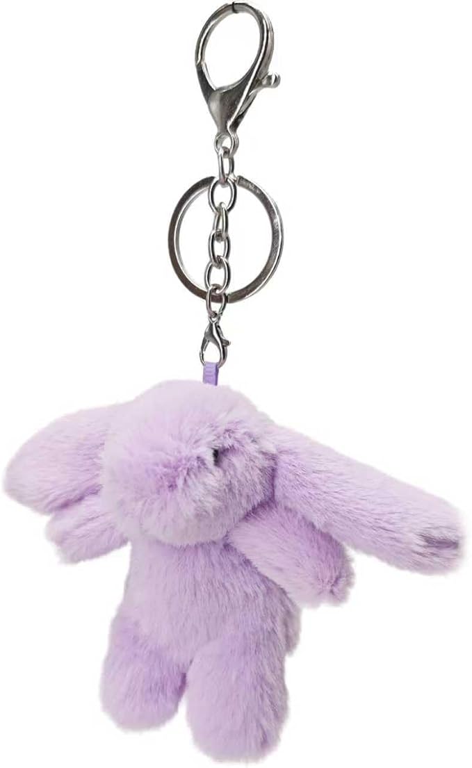 Bunny Keychain Plush 3.5'Inch Bag Charms Cute Stuff Mini Backpack Purse Charms Rabbit Key Chains Women Cute Girls Gift