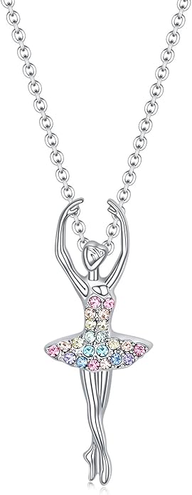 luomart Girls Necklace Ballerina Dance Recital Gifts for Women,Ballet Dancer Pendant Jewelry for Sister Mom Friends