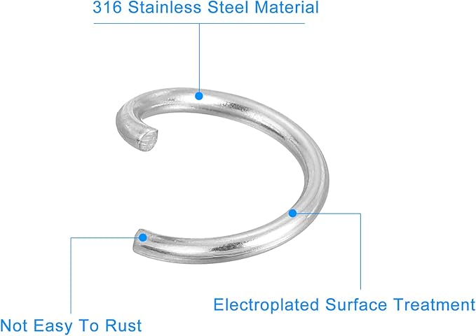 uxcell 200Pcs Open Jump Rings, 10mm 316 Stainless Steel O Rings, Split Rings Circle Clasp Connecting Rings for Jewelry Making Supplies Necklace Repair, Silver
