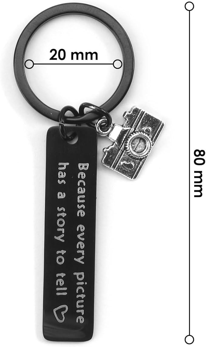 Camera Keychain,Photographer Keychain with Camera Charm,Photography Gift with Inspirational Quote for Photographers