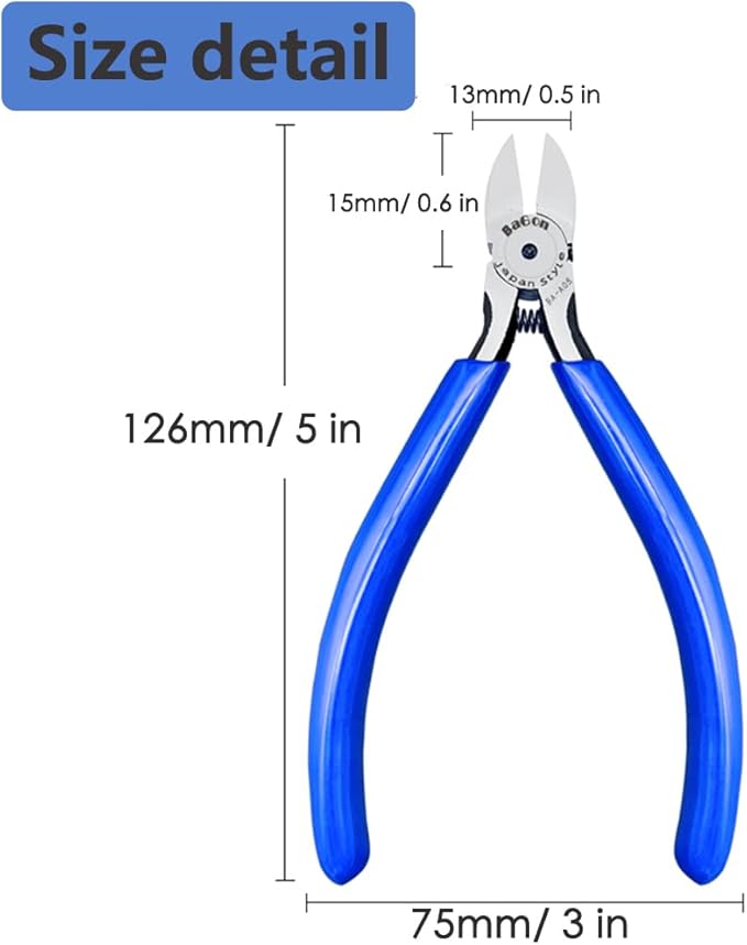 Wire Cutters, 5 Inch Precision Diagonal Cutters, Spring Loaded Side Cutting Pliers for Crafts, Jewelry Making, Electronic Components
