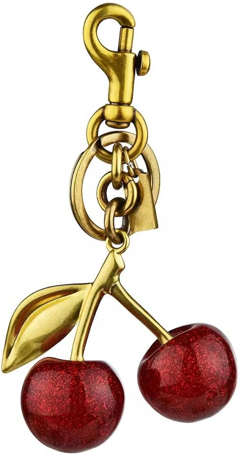 3Pcs Cherry Bag Charm Keychain Set 2025 – Faux Pearl Heart Puffball Pom Pom Purse Accessories Gift for Women Girls