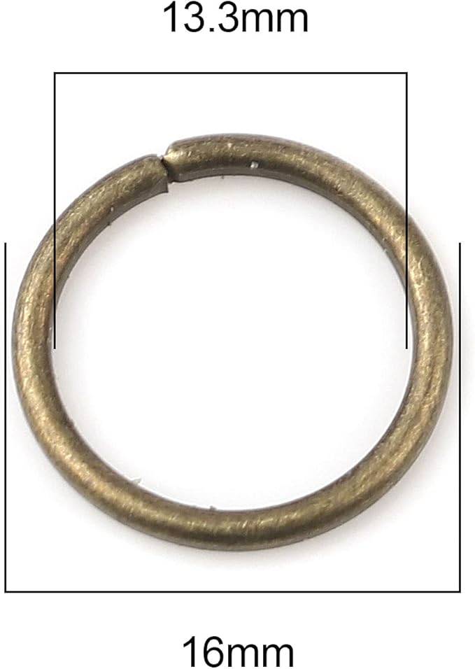 200 Pieces - 16mm Jump Rings Antique Bronze - 15 Gauge (1.5mm Thickness)
