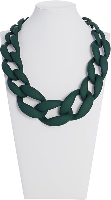 Firstmeet Chunky Acrylic Necklace Smooth Chain Link Cool Statement Choker Cuban Style Jewelry Gift for Women
