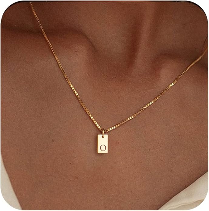 Initial Necklaces for Women 14K Gold Plated Letter Necklace Dainty Name Pendant Necklace Personalized Christmas Gifts for Women Trendy Gold Jewelry