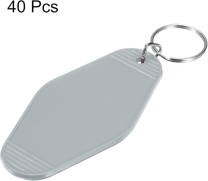 uxcell 40pcs Hotel Keychains Blank Vintage Plastic Rhombus Motel Keychains Hotel Key Tags Rings for DIY Luggage Labels
