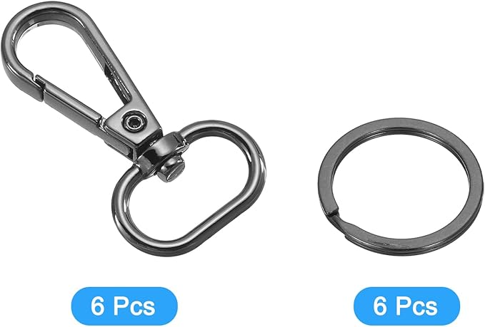 uxcell 12 Pcs Swivel Clasp Hook, 0.79" Purse Snap Clasps Detachable for Bag, Grey