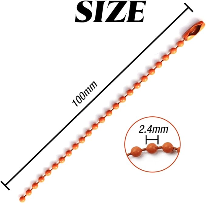 GXXMEI 220PCS 100mm Ball Bead Chain Ball Chain Keychain Dog Tag Necklace Chains Beaded Metal Keychain 2.4mm Beads Chains for Jewelry Making Steel Ball Bead Chain with Connector for Key Craft DIY