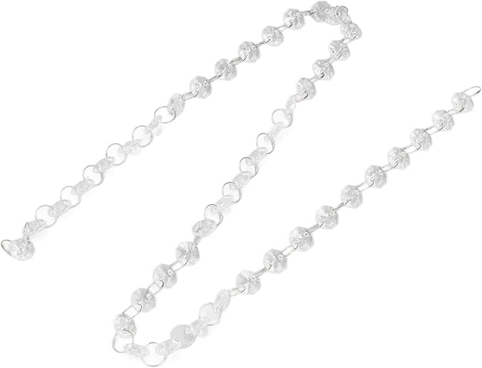 Crystal Chain Garland Strand, Acrylic Bead Chain Decoration, Adjustable DIY Crystal Garland with Metal Rings for Wedding Party Celebration, Home Garden Decor, Art Projects and DIY