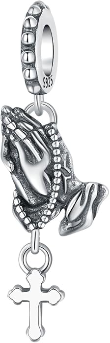 Hamsa Hand Dragon Bible Cross Prayer Charm 925 Sterling Silver Charms Fits Women's Charm Bracelet and Necklace Bead Charms Jewelry Gifts for Sister Friend