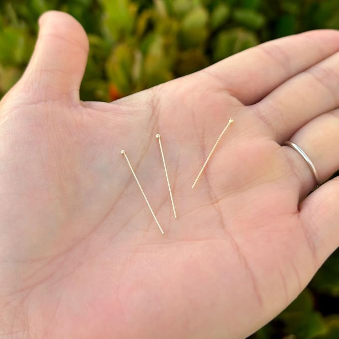 20pcs Adabele Real 1/20 14K Gold Filled 25.4mm/1 Inch Ball Head Pins Headpin Non Tarnish (24 Gauge/0.5mm) for DIY Craft Jewelry Making JK7-D25