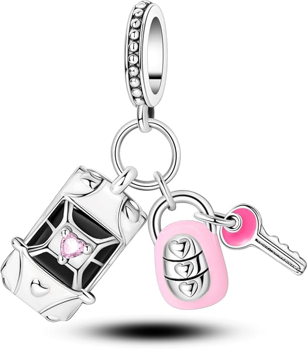NARMO Charms for Bracelets 925 Sterling Silver Star Dangle Charms Car Keys Lipstick Dangle Charm Beads for Women Bracelets Necklace