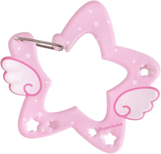 Acrylic Wing/Star Shape Carabiner Hook Clips Card Holder Keychain Portable Outdoor Keyring Hook Backpack Pendant Gifts