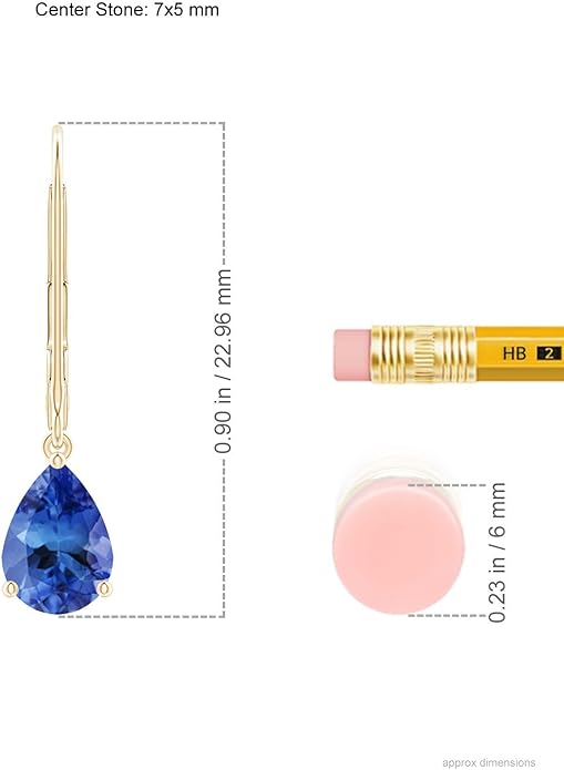 ANGARA Natural Tanzanite Earrings for Women | Solitaire Pear-Shaped Tanzanite Leverback Earrings in 14K Solid Gold/Platinum | December Birthday, Anniversary, Gemstone Jewellery Gift