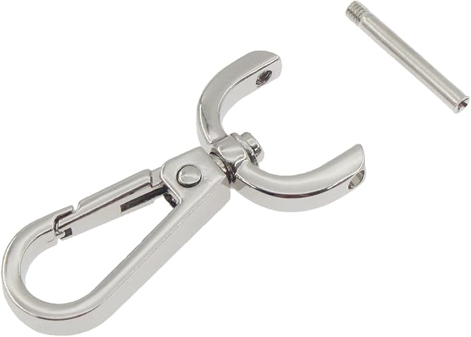 4 PCS Swivel Clasp Hooks,SAFYY Detachable Snap Hook W/Screw Bar Heavy Duty,1.25 Inches D Ring Swivel Lobster Claw Clasp with Screwdriver for Lanyard Bag Leather Craft Purse Hardware DIY Bag-Silver