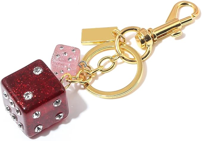 Lucky Dice Cherry Magic 8 Ball Keychain Billiard Ball Star Cherry Bags Charms Cute Y2k Keychain for Women Men