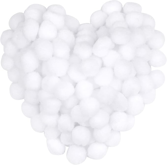 150 Pieces Pom Poms, 1 Inch White Craft Pom Poms, Fuzzy Pompom Puff Balls, Small Pom Pom Balls for DIY Arts Crafts Projects, Home Decorations