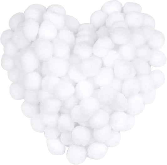 150 Pieces Pom Poms, 1 Inch White Craft Pom Poms, Fuzzy Pompom Puff Balls, Small Pom Pom Balls for DIY Arts Crafts Projects, Home Decorations
