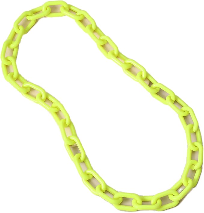 Wiwpar Long Acrylic Choker Necklace Paperclip Chain Necklace Minimalist Multicolor Chunky Chain Collar Necklace for Women (Fluorescent Green)