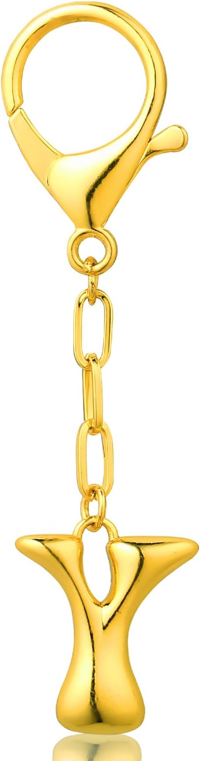 VICKHU Gold Plated Bubble Initial Letter Cute Keychain for Women Car Key Purse Decorative Keyring Handbag Charms Fashion
