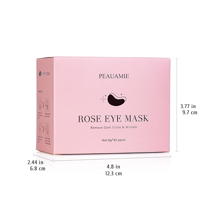 PEAUAMIE Under Eye Patchs Rose Eye Mask for Dark Circles and Puffiness Wrinkle Eye Bags 30 Pairs