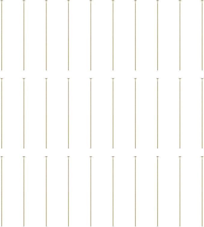 HARFINGTON 100pcs Flat Head Pins 1.97" 50mm Needles Bulk for Earring Pendant Necklace Bracelet Charm Jewelry Making Findings DIY Craft, 18K Gold