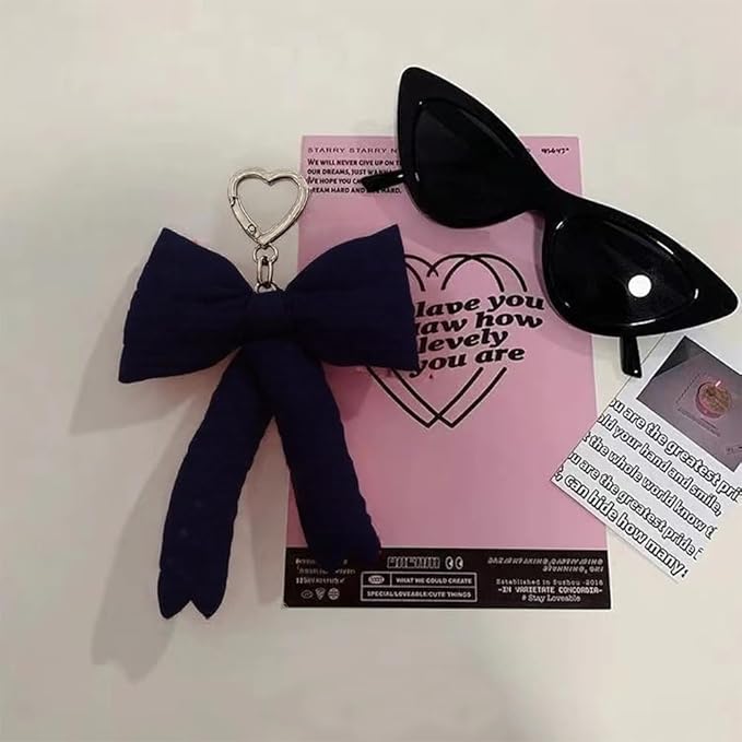 Pink Bow Keychain Bag Charms Y2K Bowknot Plaid Keychains Coquette Aesthetic Purse Handbag Backpacks Charms