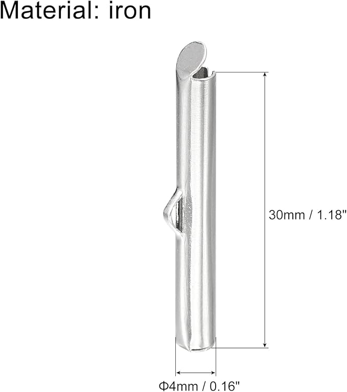 uxcell 100Pcs Slide on End Clasps, 30mm Tube Ball Bead Slider Crimp Ends for Multi-Strand DIY Craft Making, Silver White