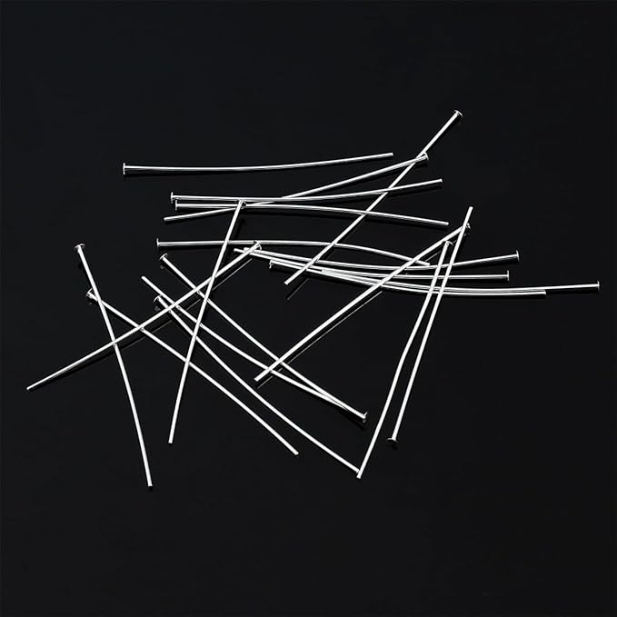925 Sterling Silver Flat Head Pins 0.5x35mm 20pcs for Jewelry Making Findings