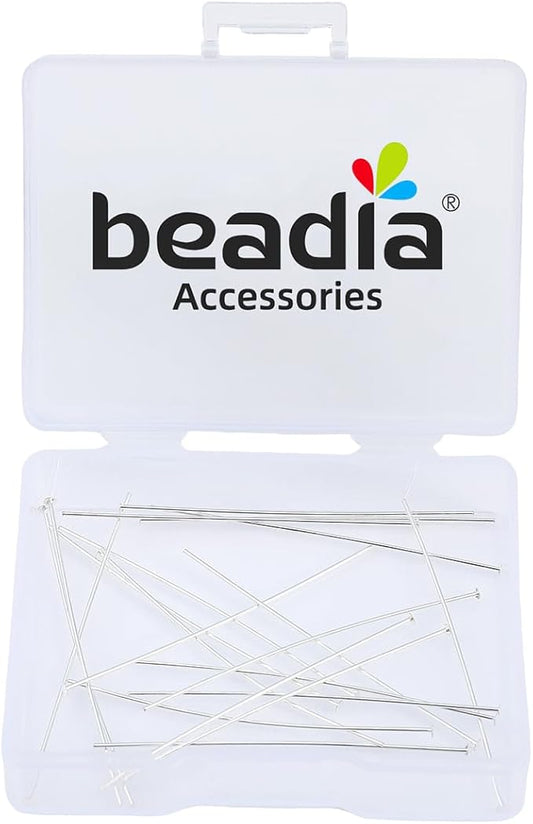 925 Sterling Silver Flat Head Pins 0.5x40mm 20pcs for Jewelry Making Findings